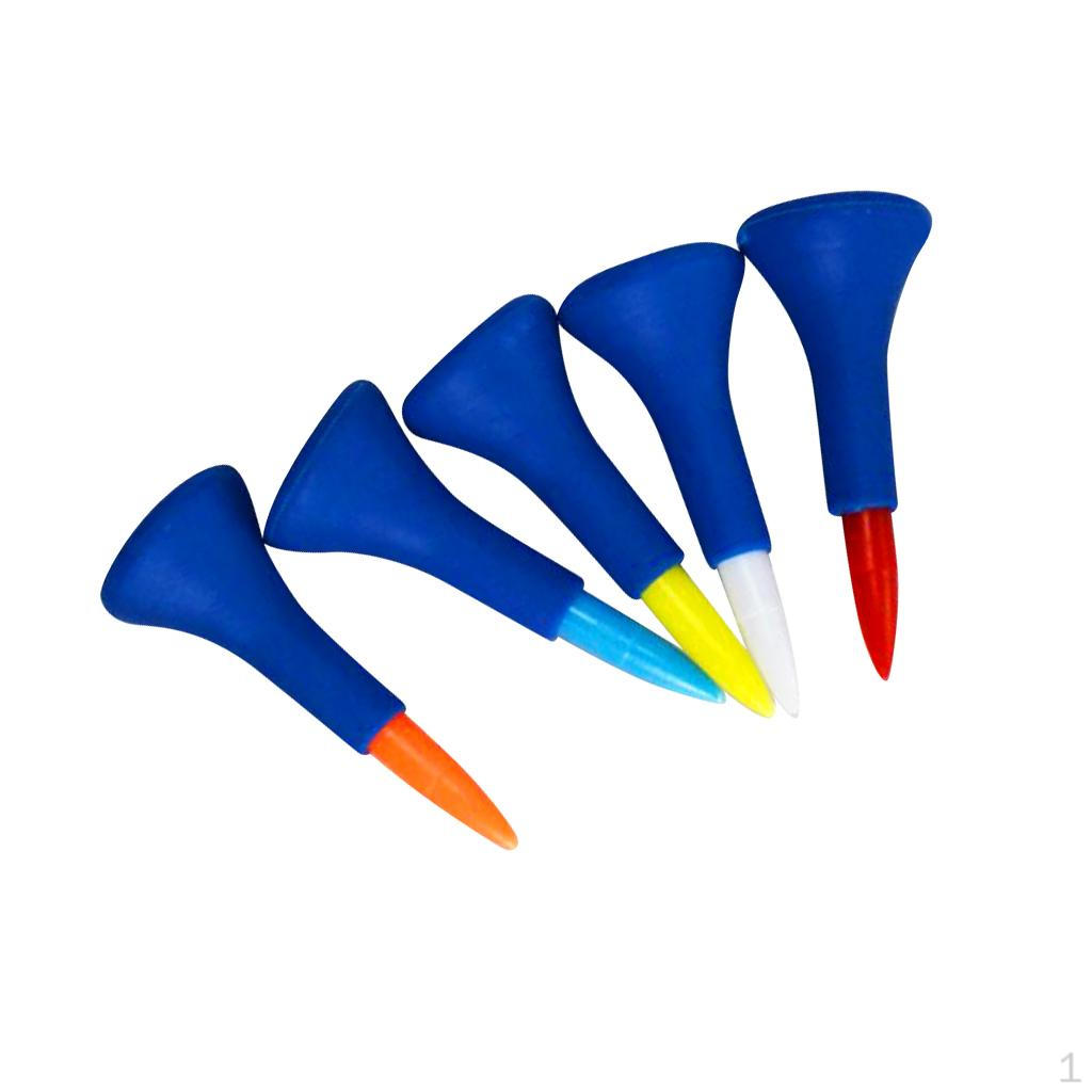 5 Pack Rubber Plastic golf professional tees for Men Kids Women Gift - & Long Lasting Select Sizes