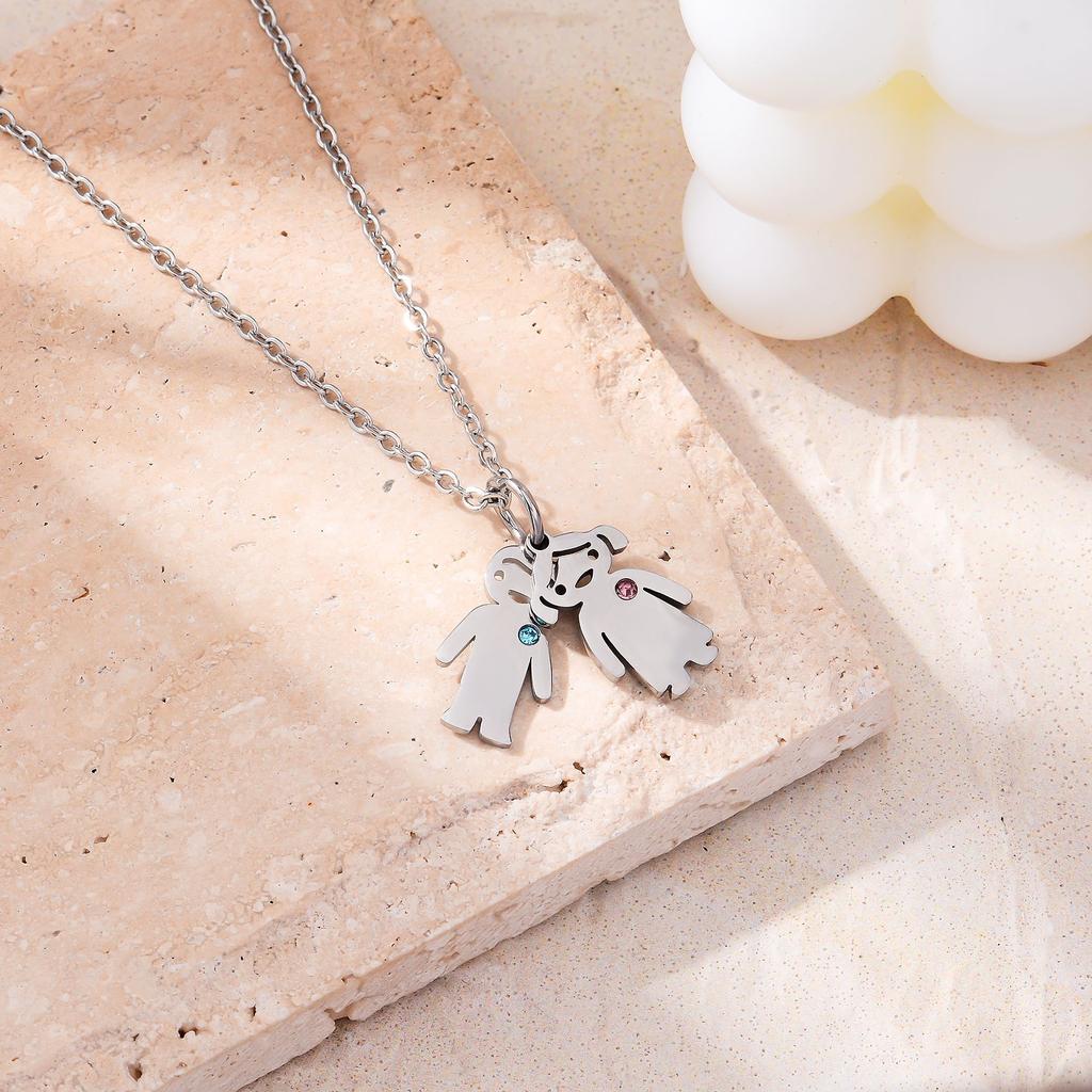 Collana con Ciondolo Personalizzato Ragazzo Ragazza Per Donne Acciaio Inossidabile Charms Personalizzati Gioielli Regalo