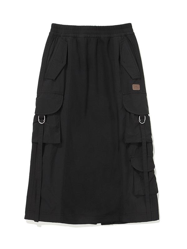 BBC EARTH W Woven Patch Buckle Cargo Skirt_Black