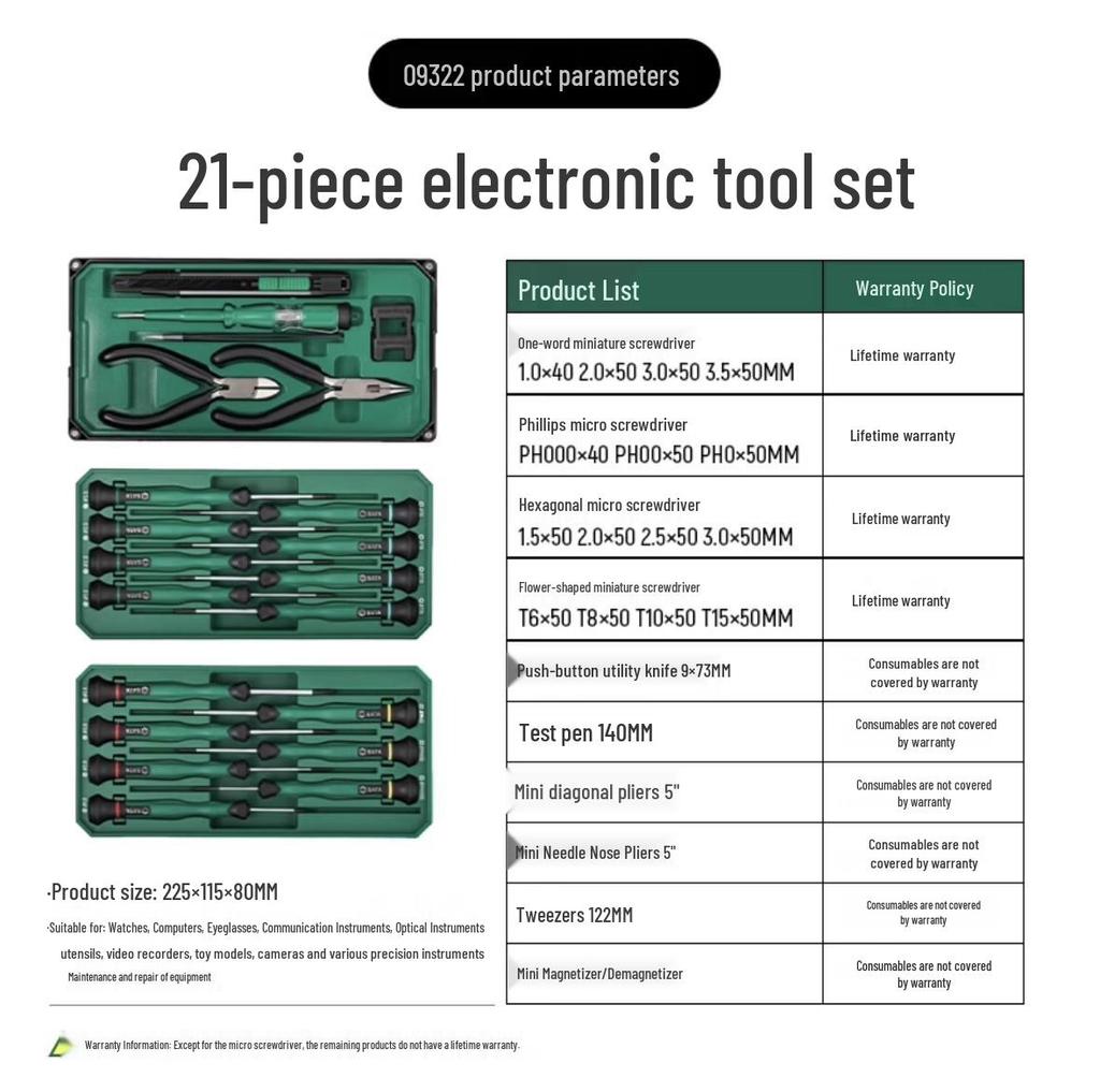 SATA Mini Screwdriver Set: Flat, Phillips, Flower Heads for Mobile Phones & Watches