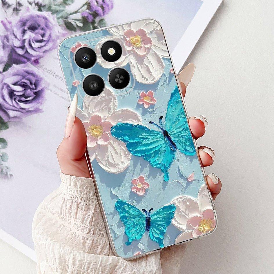 For Honor 400 Smart 2025 Case Fashion Bamboo Flower Soft Silicone Clear Bumper Protective Cover For Honor 400 Lite ABR-NX1 Funda