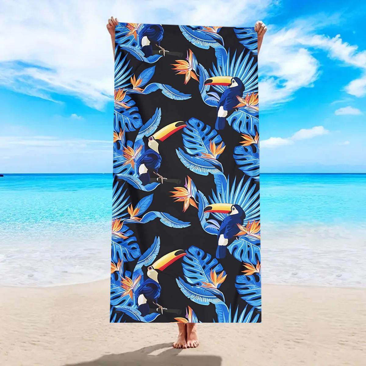 1pc Animal printed beach towels, ultra-fine fiber quick drying absorbent bath towels, beach swimming sports absorbent towels W30*H60(CM)