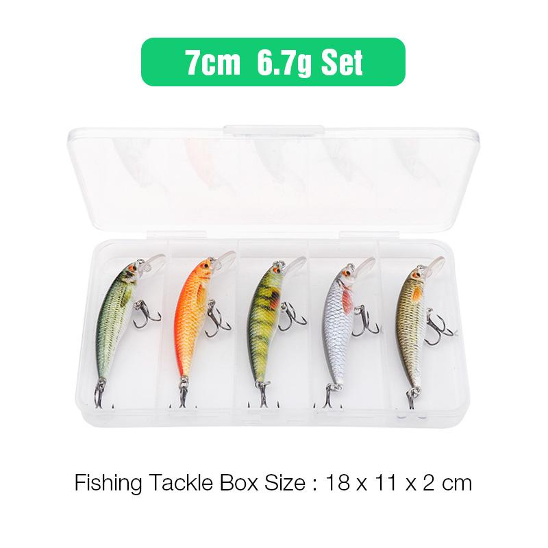 

5 шт. 7 см 6,7 г Плавающие воблеры-минноу для рыбалки на щуку, воблеры для троллинга, набор искусственных приманок, крэнкбейты, рыболовные снасти