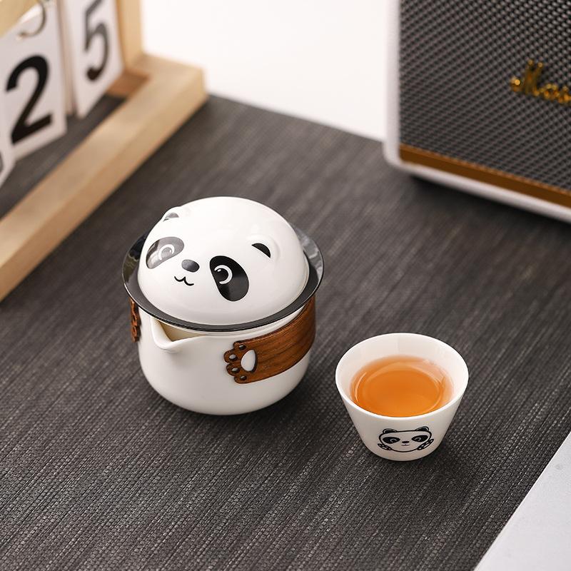 Going out express cup portable travel tea set outdoor portable camping teapot one pot two cups ceramic gift