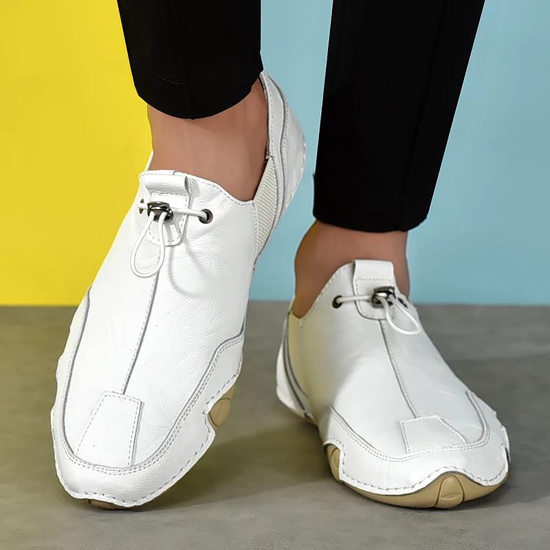 Size 38-47 Men Sneakers Leisure Comfortable Walking Genuine Leather Shoes Sports Outdoor Footwear Loafers Male Trainers 2025