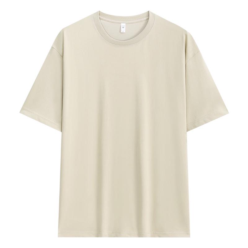 Men's 210g Sorona Cool Ice Silk Loose Round Neck T-Shirt, Solid Color Casual Short Sleeve