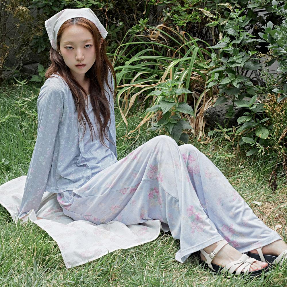 Myujeumudeu Rose Letter Wide Pants (Banding Pants)