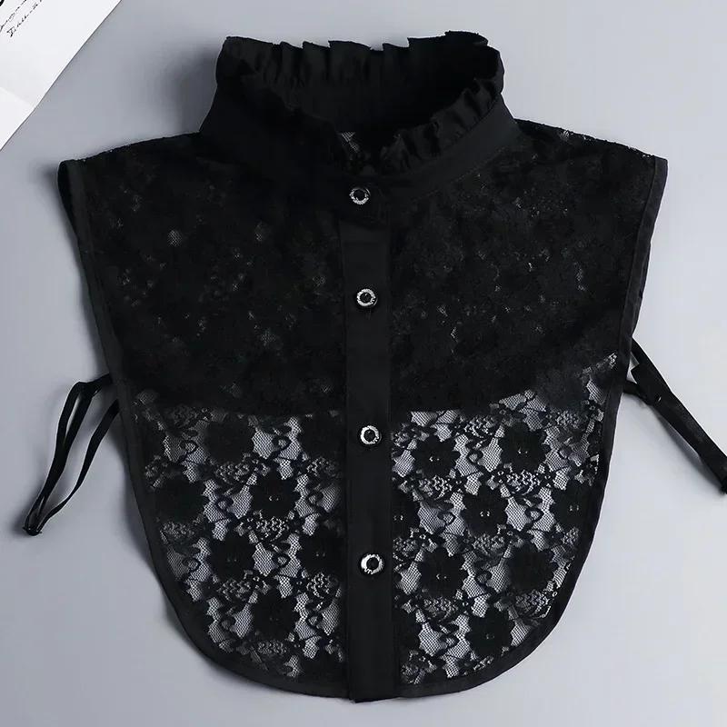 Hollow Lace Chiffon Doll Cotton Fake Collar Blouse Sweater Detachable Shirt Collar False Collar Lapel Women Top Collars Decor