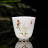 Chinese Ceramic Teacup Travel Personal Meditation Cup Hand Painted Lotus Leaf Tea Bowl Pu'er Master Cup Tea Set Accessories 65ml