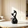 3D Printed Couple Cat Sculpture, Abstract Double Cat Figurine, Minimalist Modern Cat Decoration for Table, Aesthetic Gift for Cat Lovers