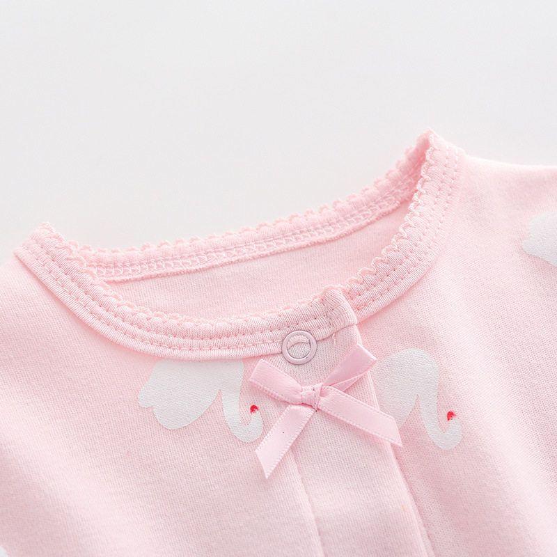 Baby Jumpsuit Spring and Autumn Pure Cotton Long-Sleeved Newborn Baby Jumpsuit with Foot Cover Children's Pajamas Romper with Foot Cover