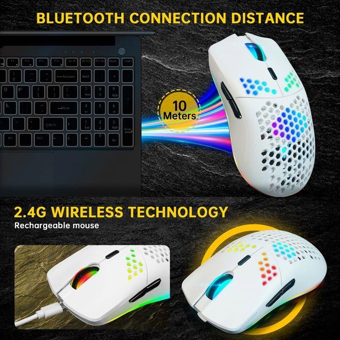 Souris Sans Fil - XZXWZX - Modèle Xzxwzx - 2,4 GHz - Coque En Nid D'abeille - RGB