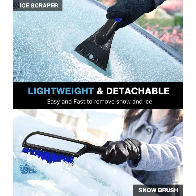 27" Snow Brush & Ice Scraper For Car Windshield, Detachable Snow Scrapers With Foam Grip For Cars, Trucks, SUVs