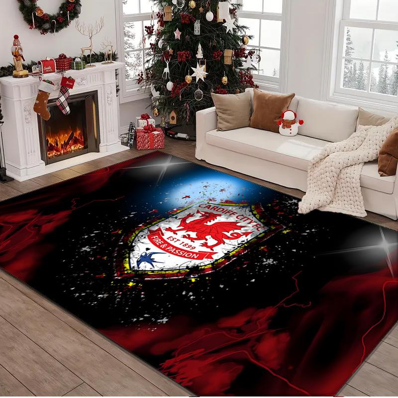 1PC rug Football Club Cardiff Carpet, Chair Rug,Area Rug for Office Bedroom living rooms bedroom, Doormat decor Christmas fan gifts