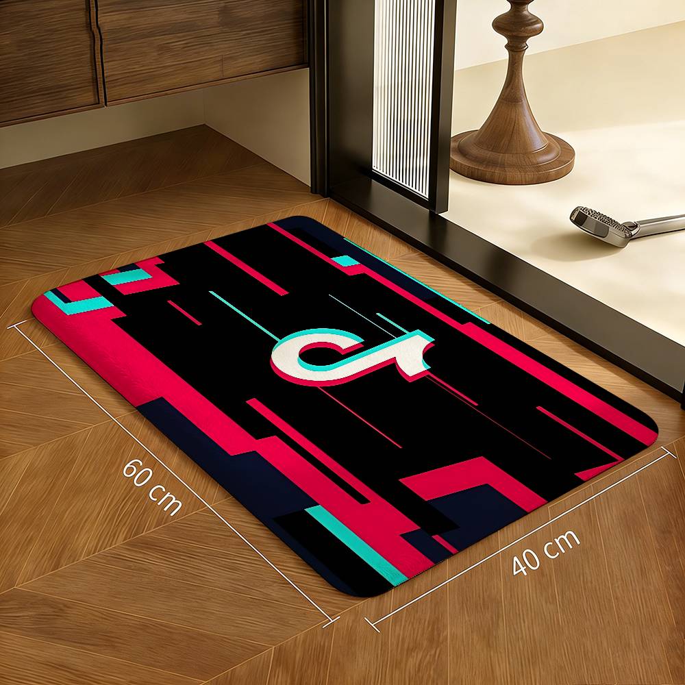 

T-TikToks Logo Floor Mat Retro Multiple Choice Living Room Kitchen Rug Non-Slip Modern Home Decor 40x60cm