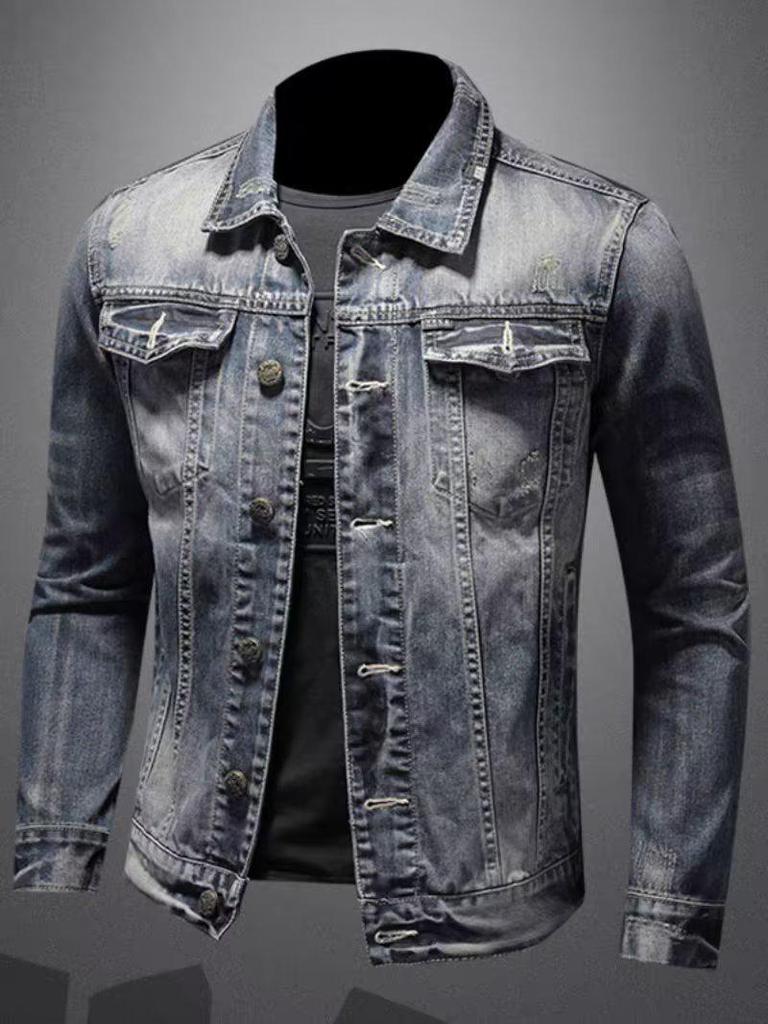 2024 Herbst Herren Slim Koreanische Retro Denimjacke: Trendige und Attraktive Freizeitmode