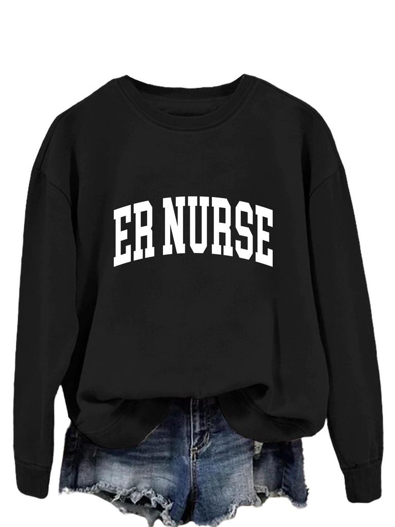 Spring-Fall ER Nurse Hoodie - Casual Round Neck Top