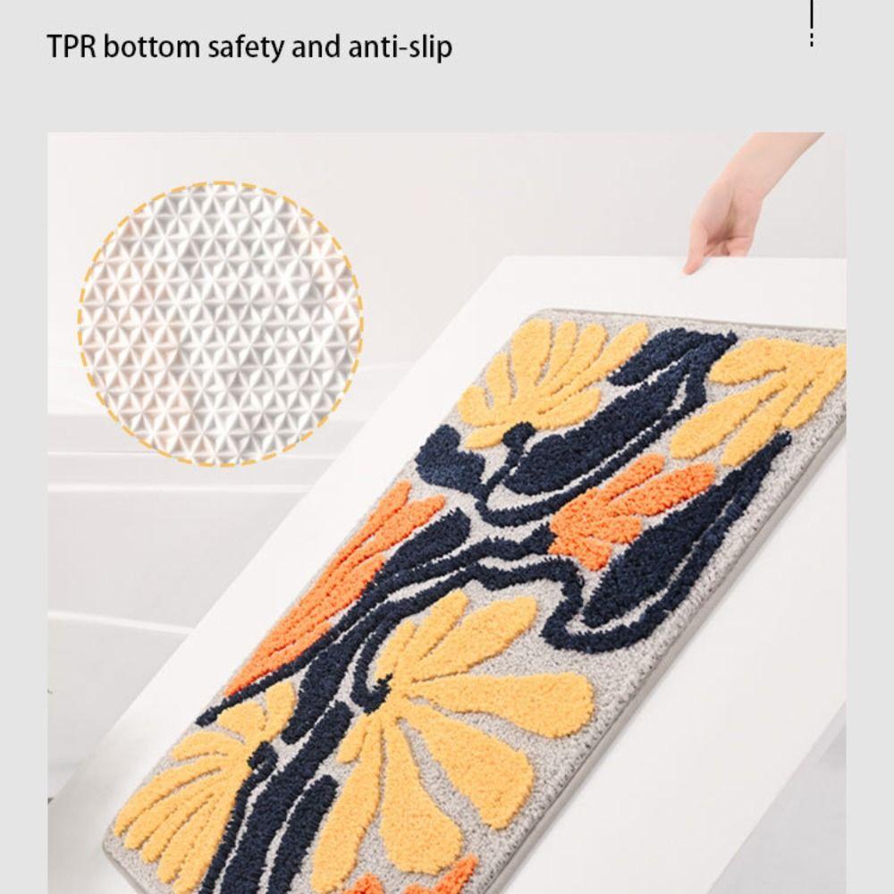 New Non-Slip Bath Mat Microfiber Quick Drying Bathroom Rug Washable Abstract Leaves Shower Blanket Home Bathroom