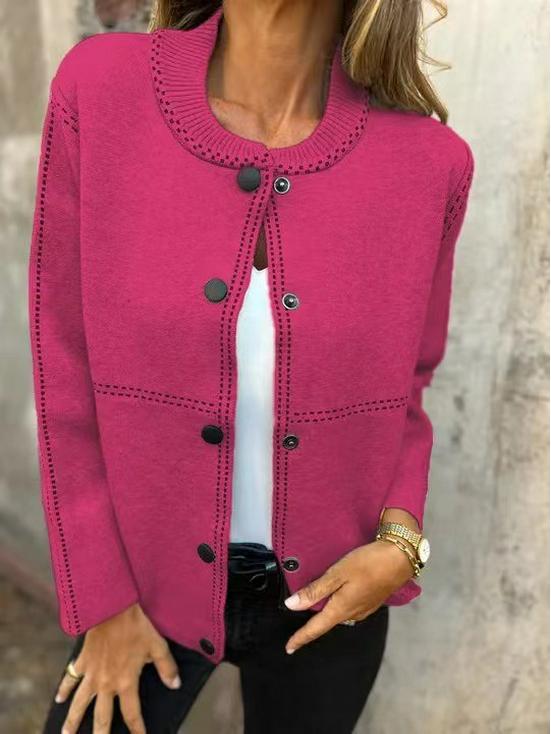 2025 Europäischer & Amerikanischer Gestreifter Lockerer Knopfleisten-Strickjacke für Herbst/Winter