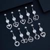 Fashion Simple Zircon Heart Belly Button Rings Stainless Steel Navel Piercing Barbell For Women Sexy Body Jewelry Beach Jewelry