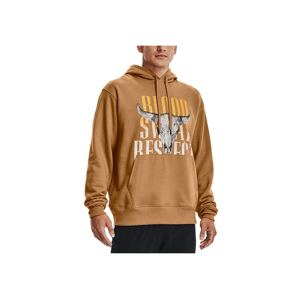 Under Armour Pánská mikina s kapucí Project Rock Johnson Series Training Sports s potiskem, fleecová, Vintage-Brown 1367036-277