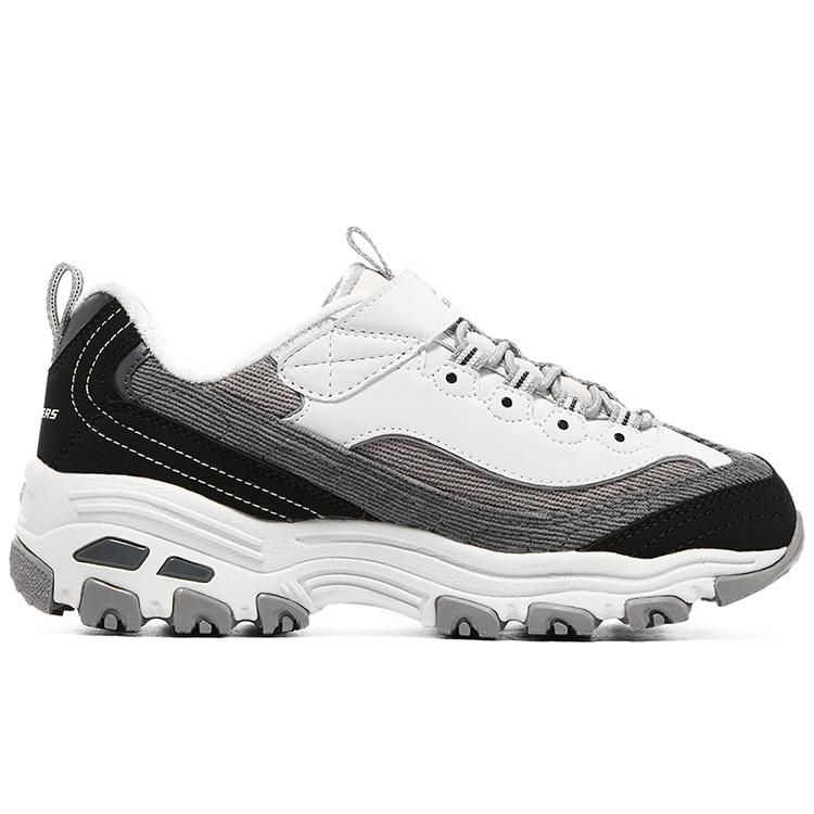 Skechers DLites Sport Comfortable Trendy Fashion Dad Color Block Hip Hop Low Top Casual Shoes Kids sneaker Black White 302524L-BKGY