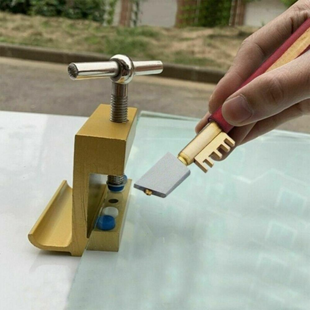 Glazing Compass Wooden Handle Mirror Ceramic Marble  Tip Glass Cutter Tools Cutting