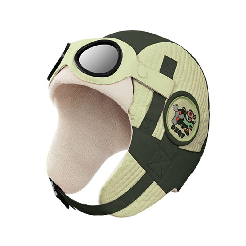 Children's Winter Pilot-Style Thickened Fleece-Lined Balaclava Hat with Goggles Ski Hat