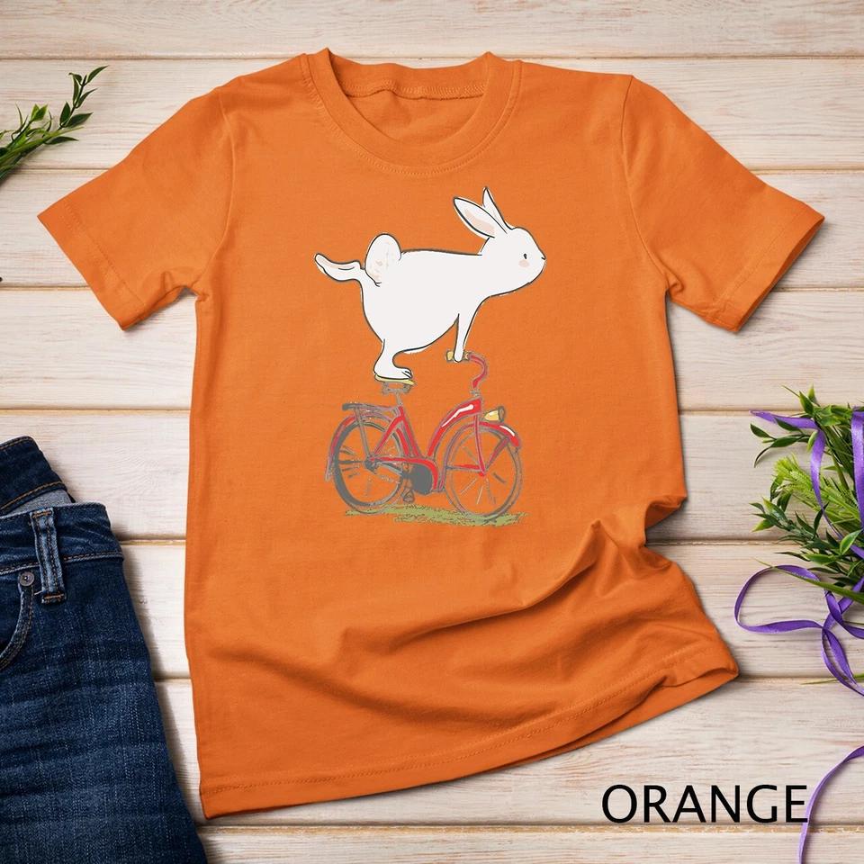 Cute Bunny Rabbit On Bike, Cycling, Bicycle T-Shirt & Gift Unisex T-shirt 4 S