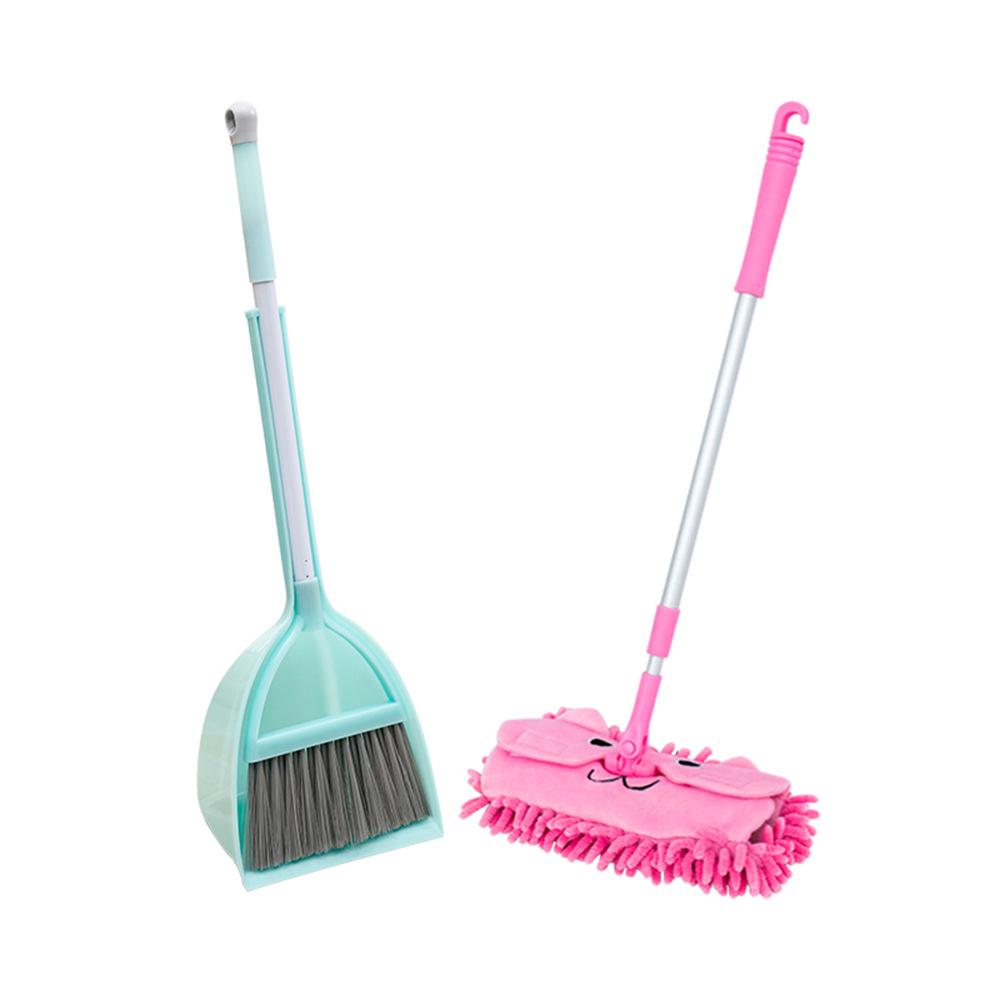 Kids' Mini Cleaning Set: Broom, Dustpan & Mop Toy for Playhouse or Kindergarten