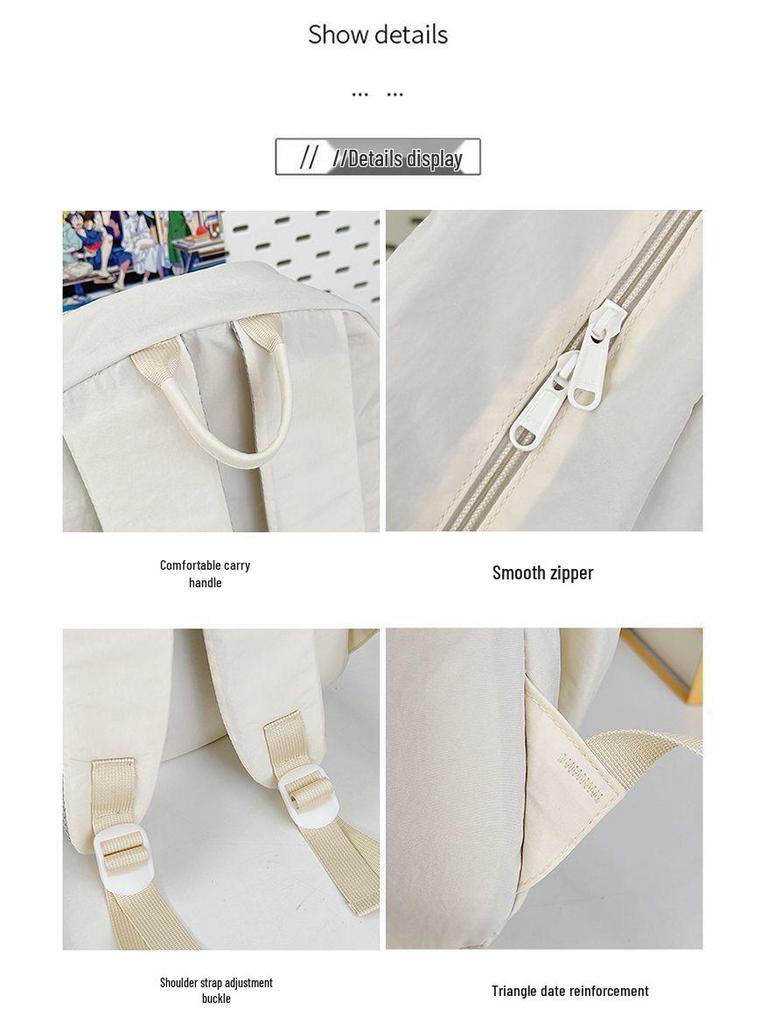 Korean Style Lightweight Backpack - Versatile Solid Color for Students and Women