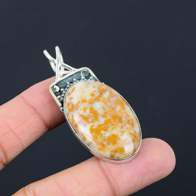 Sisters Day Deal Sterling Silver Oval Natural Plume Agate Unique Pendant Jewelry