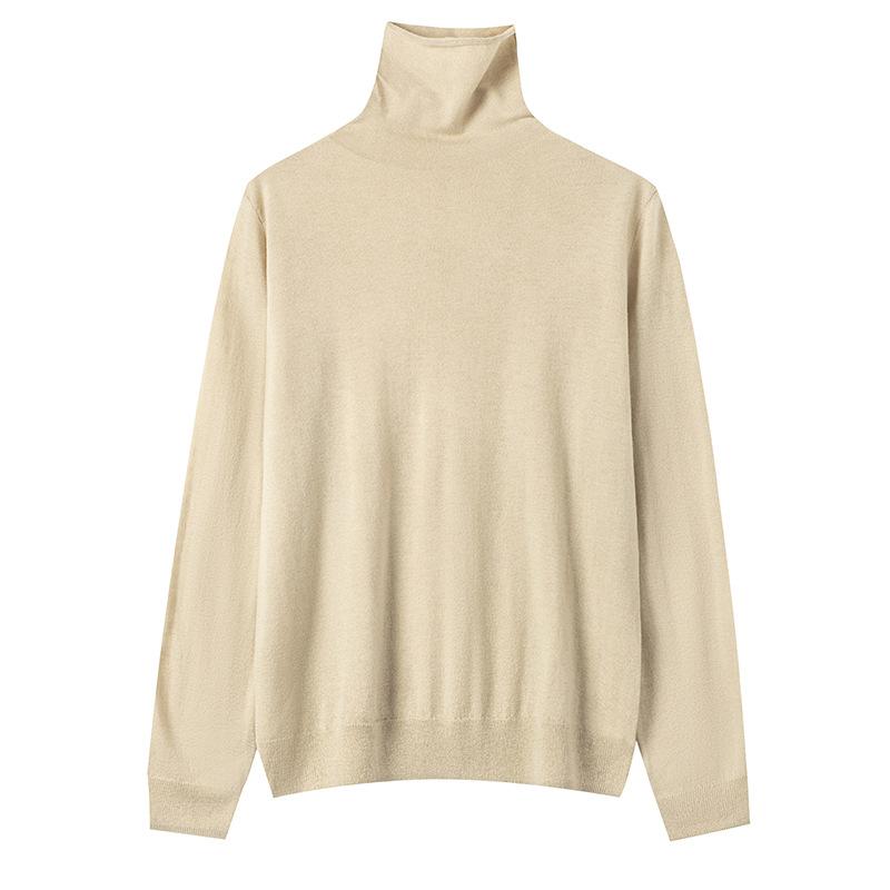 Worsted Fine Branch 0 Pure Wool Pile Collar Rolled Edge Knitted Bottoming Shirt Women's Pullover Sweater Thin Inner Sweater