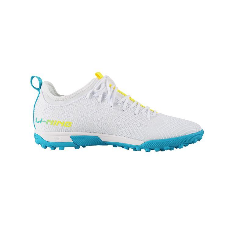 Li-Ning Comfortable Anti-Kick TF (Rubber Studs) Shock Absorbing Non-Slip Durable Football Shoes Men Football Shoes White Blue YSTU013-1