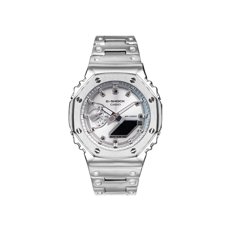 Casio Unisex Liquid Crystal,Analog Dual Display Series 48.5mm Silver Watch GA-2100FF-8A(Watch8--)