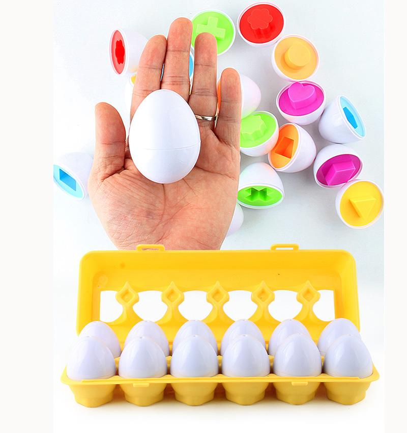 Montessori Matching Eggs Toy Shape & Color Sorting Puzzle, Educational Smart Eggs for Toddlers 1-3Y Baby Fine Motor Skills Toys