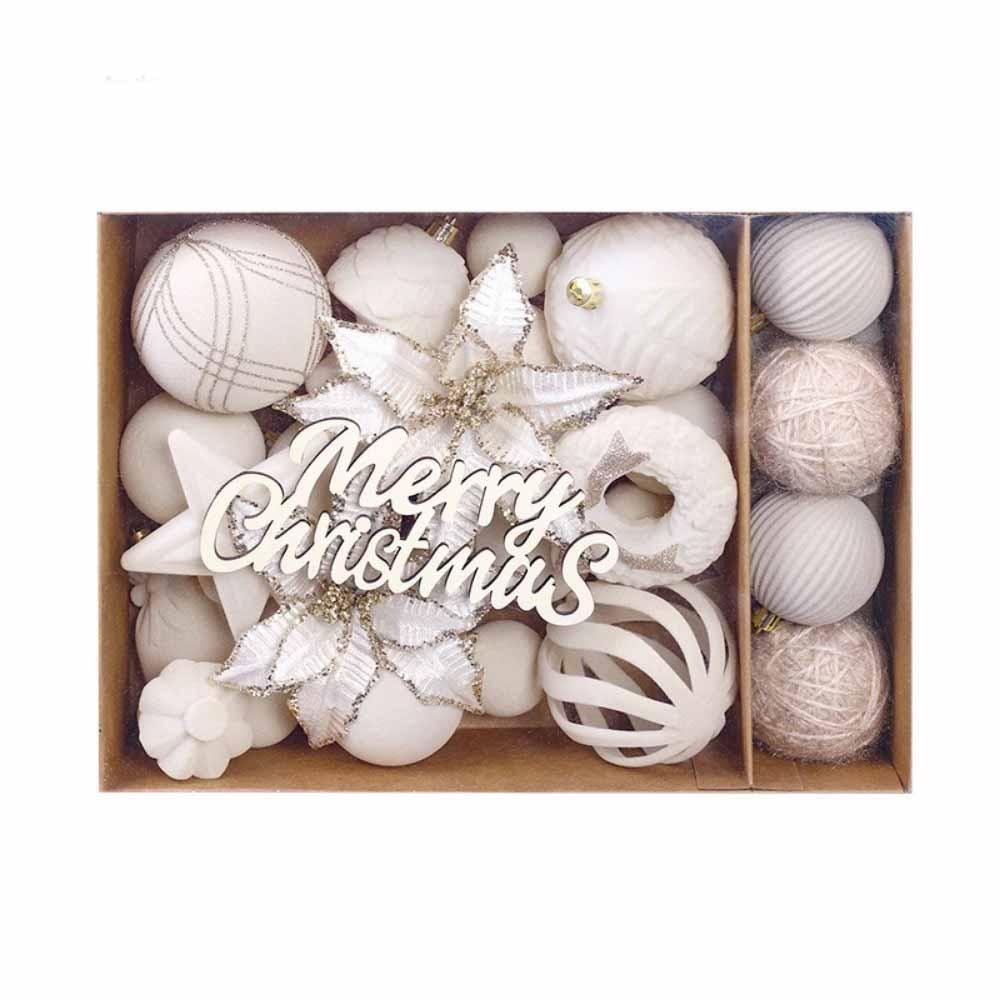 38PCS European-style Flocked Christmas Balls Pendant Xmas Tree Hanging Pendant  Wedding Party