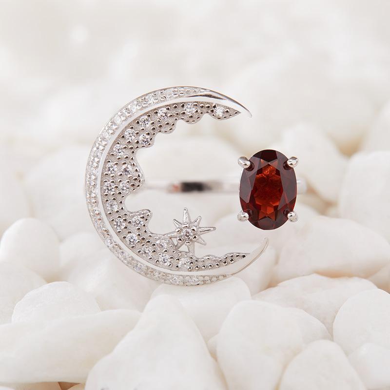 Natural Amethyst Citrine Ring Women'S Color Treasure Pomegranate Topa Transparent Peridot Moon Index Finger Ring