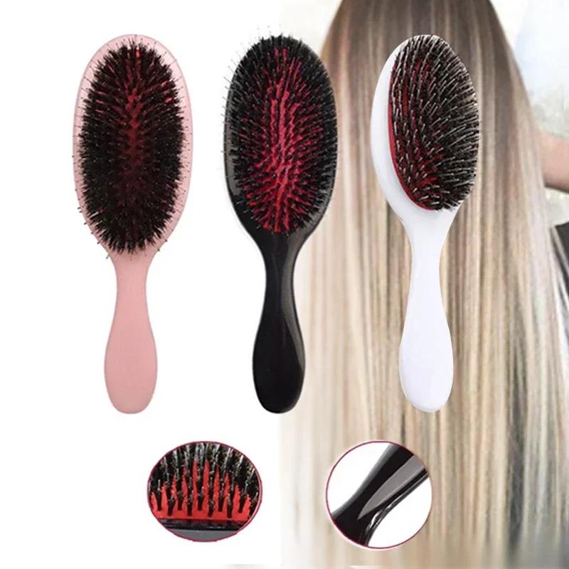Salon Boar Bristle Hair Extension Brush Hairdressing Detangling Brush Combs Head Scalp Massager Brush Comb Anti Static Hair Comb