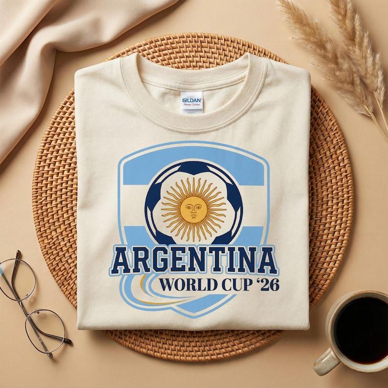 Argentina World Cup 2026 Shield T-Shirt, Argentina Soccer Fan Shirt, Argentina National Team Gift, Football Fan Tee S