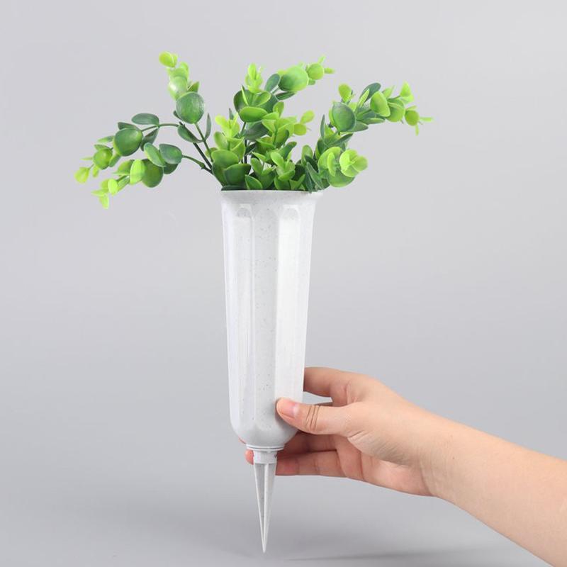 1/2Pcs Cemetery Vase With Spikes Plastic Floral Vase Holder For Gravestone Grave Yard Ground Outdoor Flower Marker Decorations
