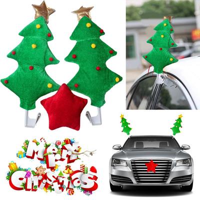 Weihnachtsauto-Dekor Feiertags-Autozubehör Elchgeweih und Nasen-Dekorationsset Weihnachtsbaum Rentiergeweih für Auto LKW K4P9