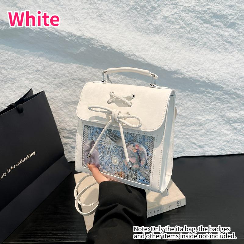 

2-in-1 Japanese Style Ita Bag Convertible Crossbody & Backpack Cute Cream-Colored Daypack for Commute Concerts As A Trendy Gifts білий