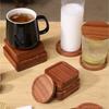 1PCS Wood Placemats Coasters Tea Coffee Cup Pad Decor Round Square Wooden Cup Mat Durable Heat Resistant Drink Mat 2025 New