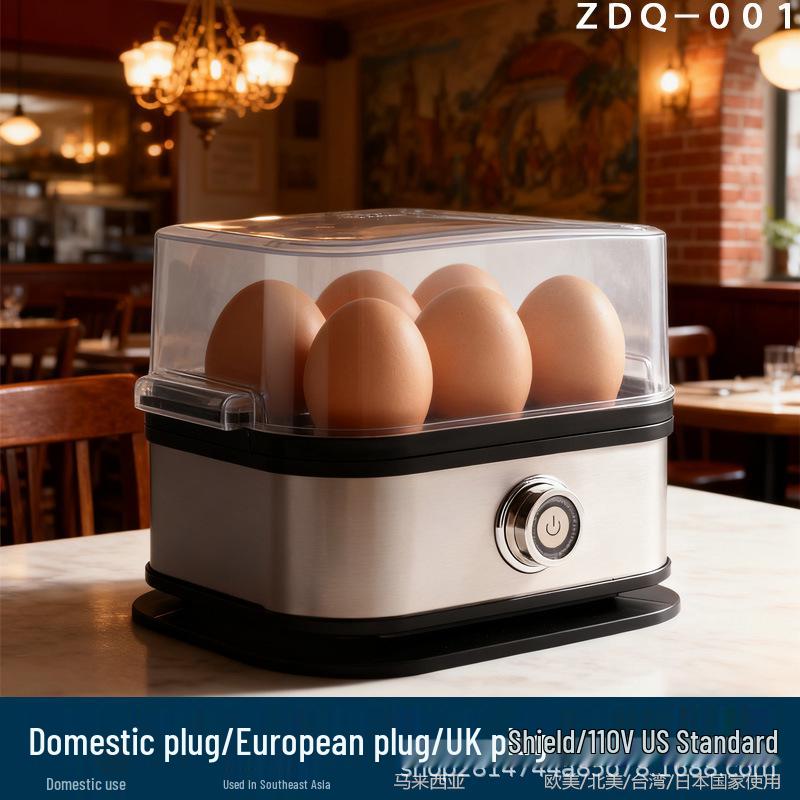 

Compact Stainless Steel Egg Cooker: Mini Portable Kitchen Appliance for Steamed Eggs and Breakfast Preparation. EU Plug (All English Packaging)