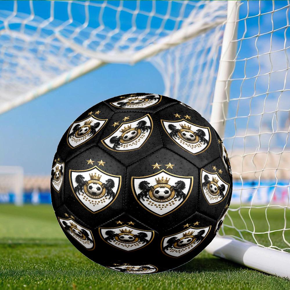 Qarabag Golden Crested Football Emblem Size 5 Soccer Ball,Indoor/Outdoor Suitable for Training Matches Tournaments Practice Games Gift for Fan