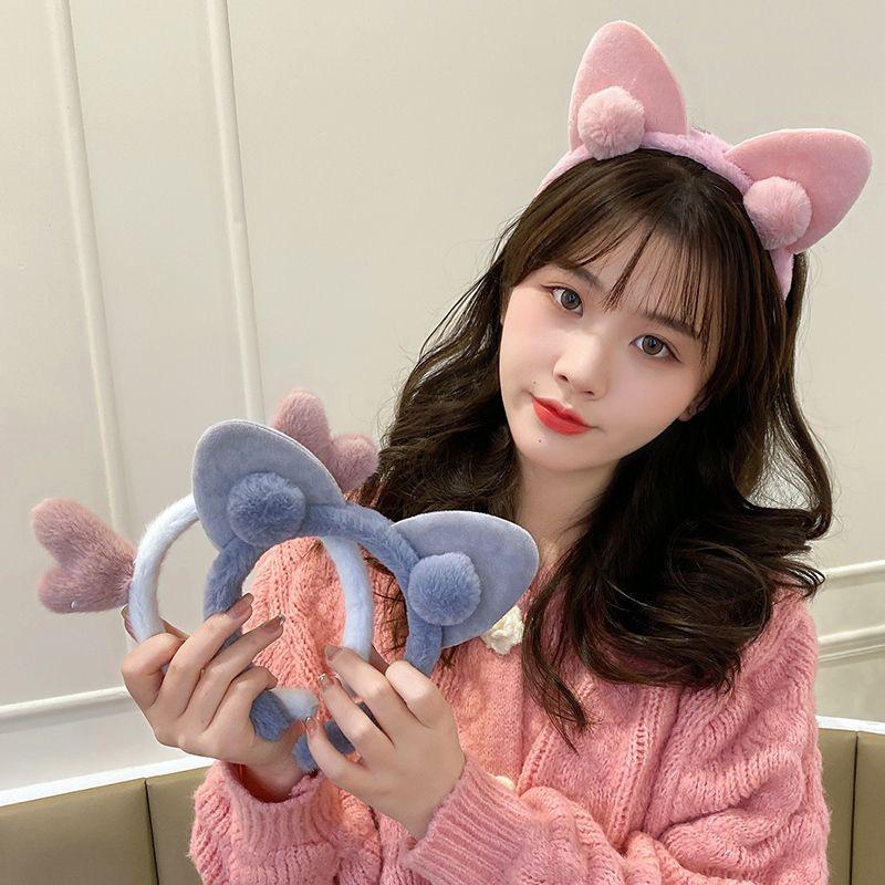 Cat Ear Plush Headband - Cute Princess Style for Face Washing and Korean-Japanese Fairy Hair Accessory.