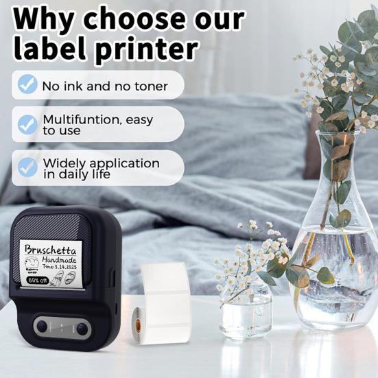 Label Maker Machine Portable Thermal Label Printer Bluetooth-compatible Mini Label Printer with Tape for Small Business Home School Barcode Address