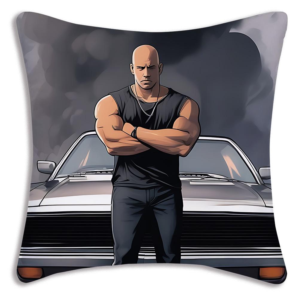 Fast And F-Furious MOVIEs Pillow Covers Cartoon Sofa Decorative Home Double-sided Printing Short Plush Cute Cushion Cover