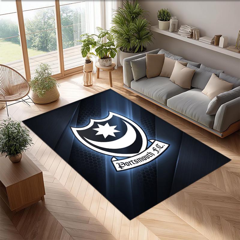 Tappeto Morbido Area Rug con Motivo Calcio Portsmouth FC Antiscivolo Tappeto per Pavimento Interno Tappetino Decorazione Sportiva per Camera da Letto